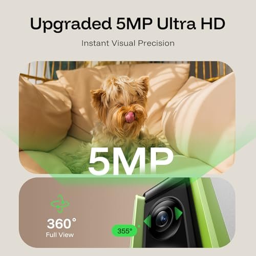 TKENPRO 5MP Ultra HD Pet Camera - Dog Camera with Treat Dispenser