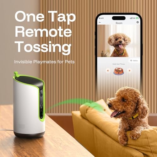 TKENPRO 5MP Ultra HD Pet Camera - Dog Camera with Treat Dispenser